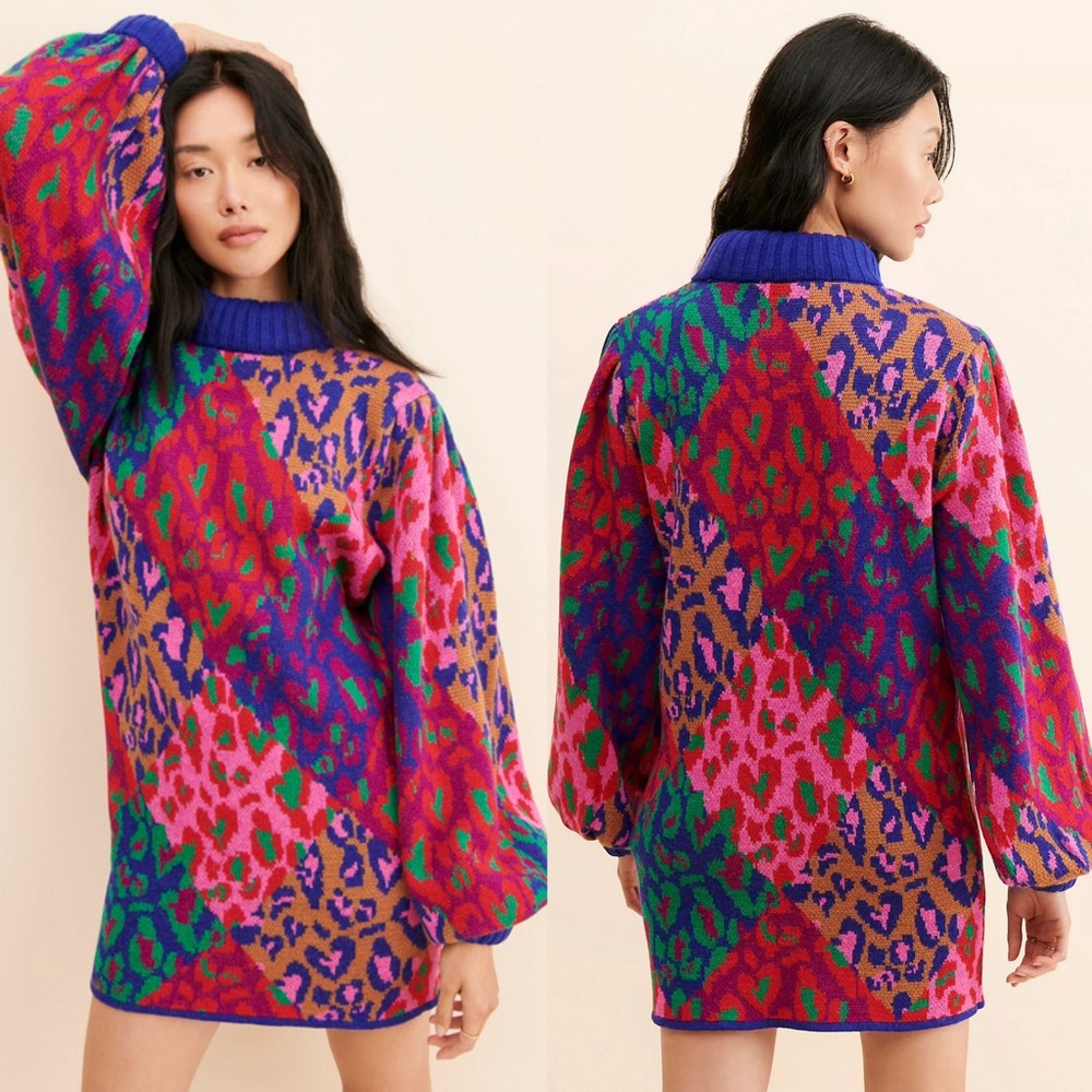FARM Rio Mixed Leopard Pop Sweater Dress - Picture 3 of 11